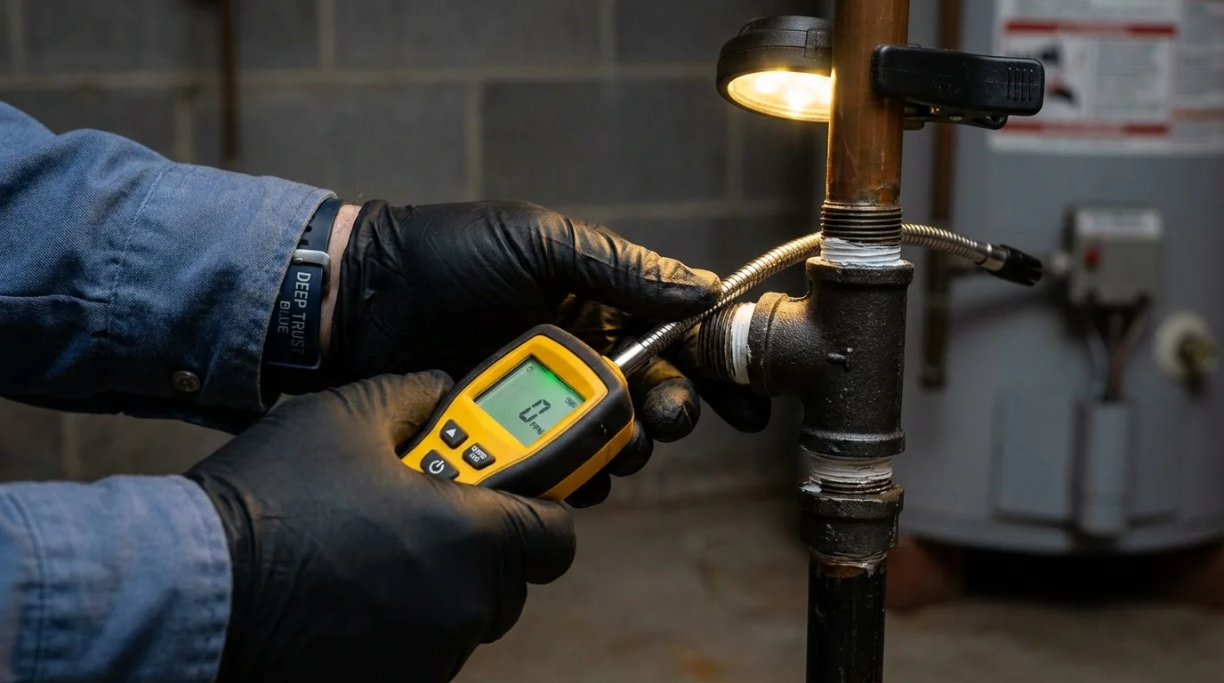Gas leak detection with electronic sniffer by Johns Plumbing LLC in Craig